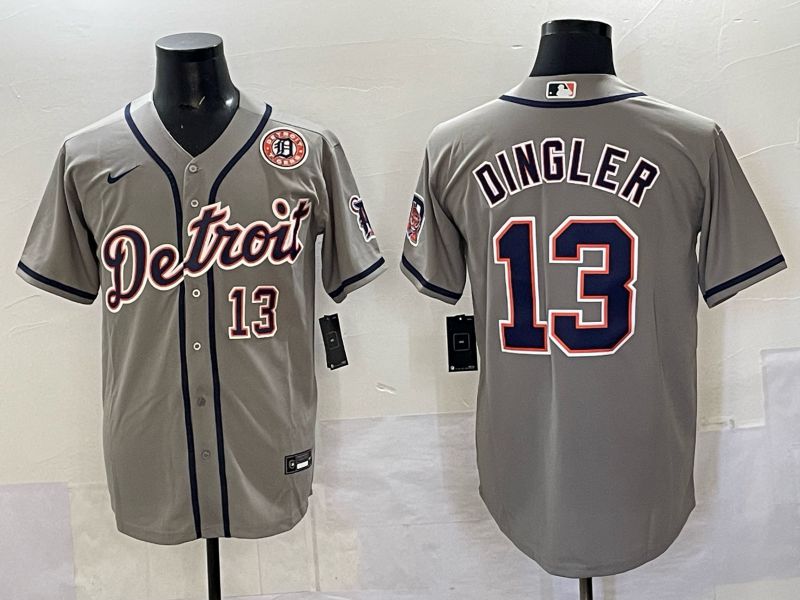 Men 2025 Detroit Tigers #13 Dingler Grey Nike MLB Jersey 06
